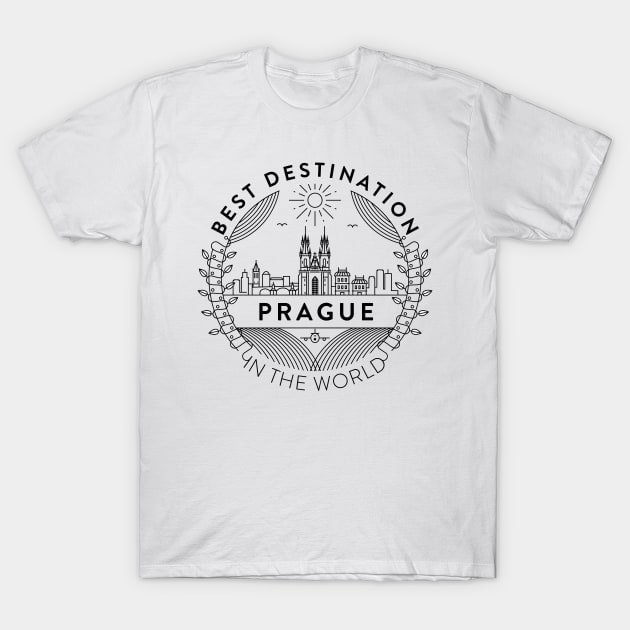 Prague Minimal Badge Design T-Shirt by kursatunsal